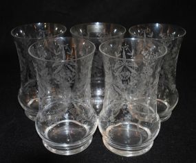 5 Heisey Crystal "Orchid" Curved Iced Tea Tumblers