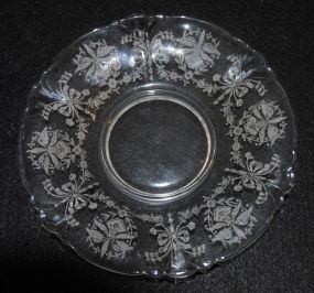5 Heisey Crystal "Orchid" Cups and Saucers, Queen Ann