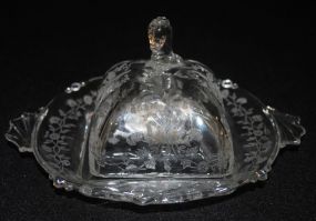 Heisey Crystal "Orchid" Butter Dish, Waverly