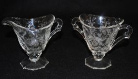 Heisey Crystal "Orchid" Creamer and Sugar