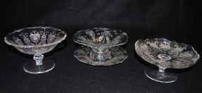 Heisey Crystal "Orchid" Ftd Jelly w/ liner & 2 Comports