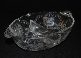Heisey Crystal "Orchid" 2-Part Salad Dressing Bowl, Queen Anne
