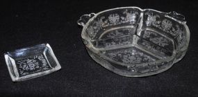 Heisey Crystal "Orchid" 3-Part Relish Tray and Butter Pat