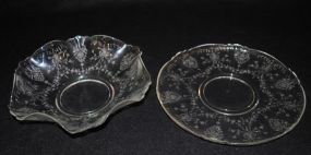 Heisey Crystal "Orchid" Bowl and Torte Plate