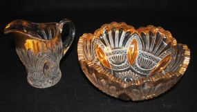 Heisey Crystal "Plumes/Prince of Wales" Bowl and Creamer