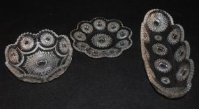 Heisey Crystal "Sunburst" Nappy, Plate and Relish