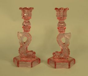 Viking Glass "Dolphin" Candlestick