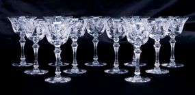 Set of 11 Tiffin "Cherokee Rose" Cocktail Goblets