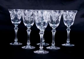 Set of 6 Tiffin "Cherokee Rose" Wine Goblets