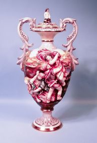 Monumental 25"h Capodimonte Urn w/ Phoenix Handles