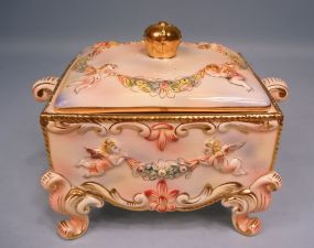 Large Capodimonte Hand Painted Cherubs Box