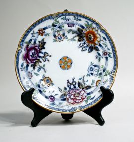 W&B Ironstone "Malta" Pattern Flow Blue & Polychrome Plate