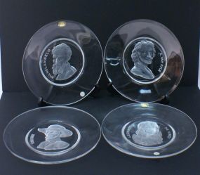 4 Val St. Lambert Crystal Old Masters Limited Edition Plates, 1969 & 1970