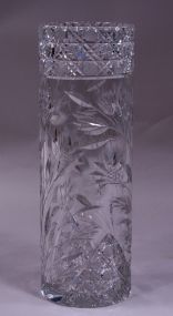 Irving Glass Co. American Brilliant Cut Glass Cylinder Vase