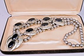Navajo Sterling and Onyx Necklace