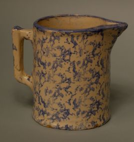 American Blue-Sponged White-Glazed Stoneware Pitcher