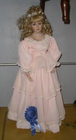 Hand Crafter Porcelain Doll Blue Ribbon 1994