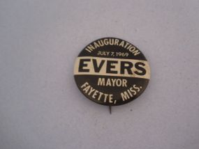 Evers Inauguration Pin Mayor 1969 Fayette, MS