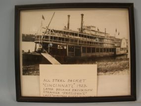 All Steel Packet "Cincinnati", 1923. Later became excursion steamer "President" Framed Photograph