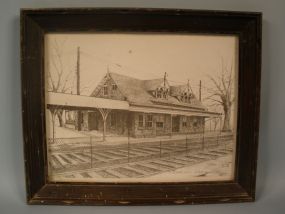 Sketch of Swarthmore Station signed Jane Curtis