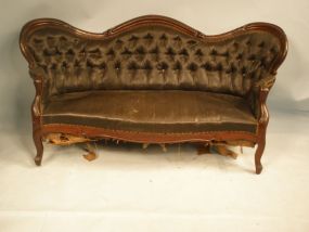 Walnut Victorian Sofa w/ Original Horsehair Upholstery