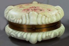 Large, Rare Gilt-Brass-Mounted Wave Crest Glass "Baroque Shell" Dresser Box