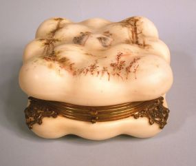 Good, Large Wave Crest Glass Puffy Square Dresser Box