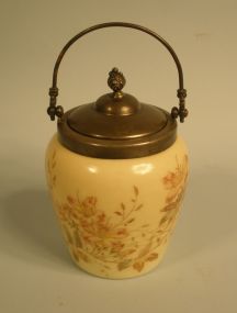 Silverplate-Mounted and -Covered Wave Crest Opal Glass Pyriform Cracker Jar