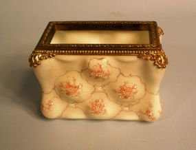 Gilt-Brass-Mounted Wave Crest Glass Oblong Photo Receiver