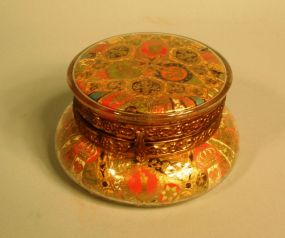 Extremely Rare Gilt-Brass-Mounted Decoupaged Glass "Cigar Band" Jewel Box