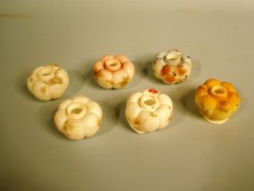 6 of Rare Wave Crest Glass Circular Lobed "Fairy Lamp" Bases