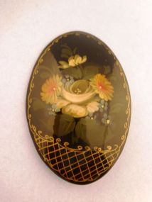 Oval Shape Broach with Floral Design