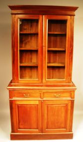 Mahogany Glass 2-Door Bookcase