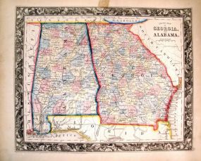 County Map of Georgia and Alabama
