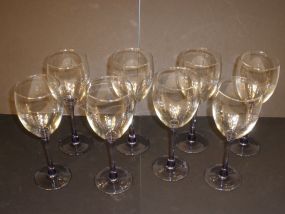 8 Crystal Wine Glasses w/blue bottoms