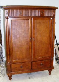 Faux Rattan Front T.V. Cabinet
