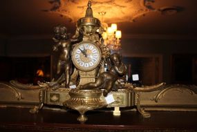 Three Piece French Bronze Clock Set