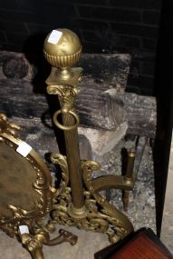 Pair of Large Brass Andirons