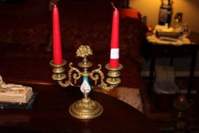 Small Pair of Sevres and Bronze Candlesticks