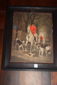 Hunt Scene of Hunter on Horse with Dogs