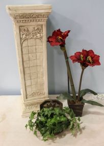 Small Brass Box, Resin Planter & Chalk Pedestal