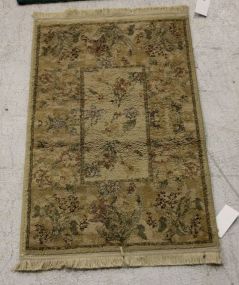 Gold and Beige Machine Made Rug