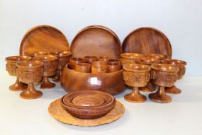 Group Lot of Wooden Dishes