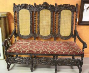 Oak Carved Barley Twist Settee