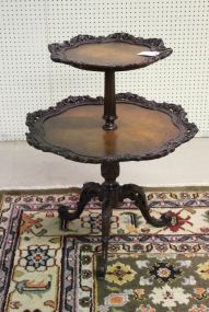 Mahogany Carved Two Tier Pie Crust Table