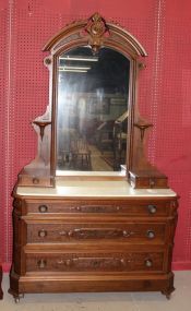Walnut Marble Top Victorian Dresser