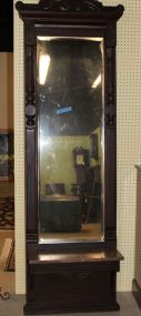 Walnut Eastlake Pier Mirror with Brown Marble