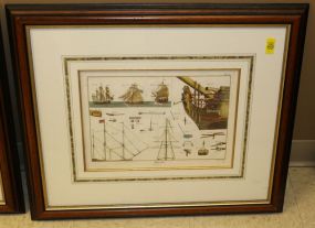 Matted and Framed Colored Engraving "Marine"