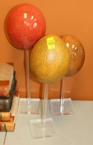 Three Ostritch Eggs on Stands