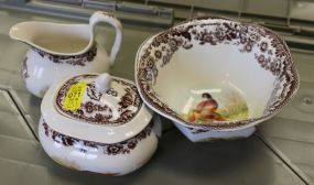 Spode Woodland Creamer, Sugar, and Bowl